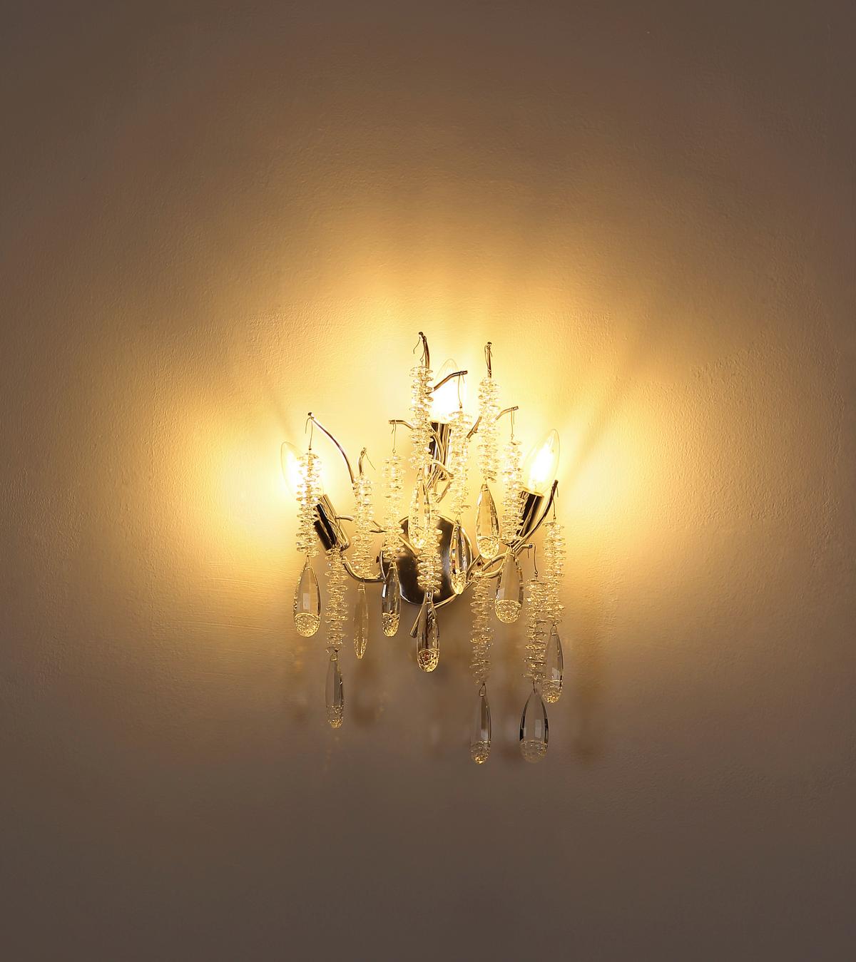 Wandleuchte Exkl. 3xe14, 40w - Klar/Silberfarben, KONVENTIONELL, Glas/Metall (35/47cm) - Globo