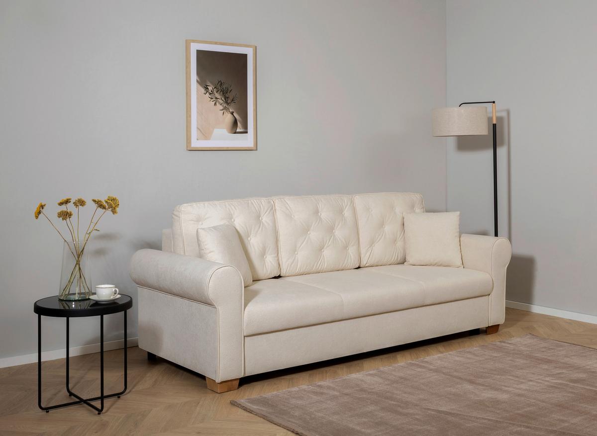 Schlafsofa Arles, Creme 10 B: 240 Cm - Buchefarben/Creme, Design, Textil (240/94/98cm) - MID.YOU