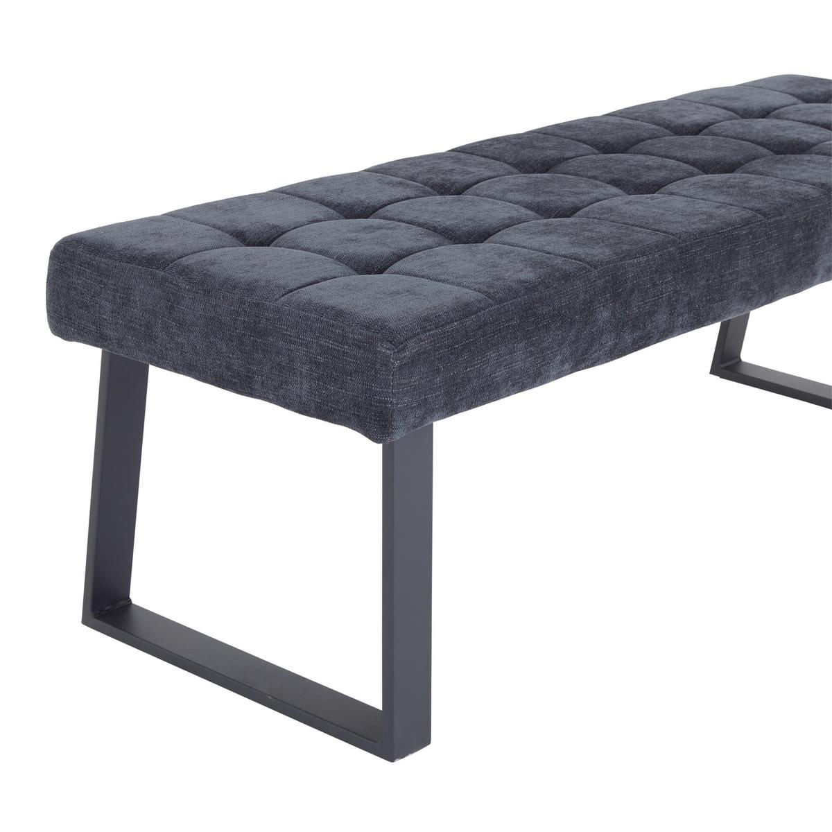 Sitzbank Brekke - Dunkelgrau/Schwarz, MODERN, Textil/Metall (140/49/48cm) - MID.YOU