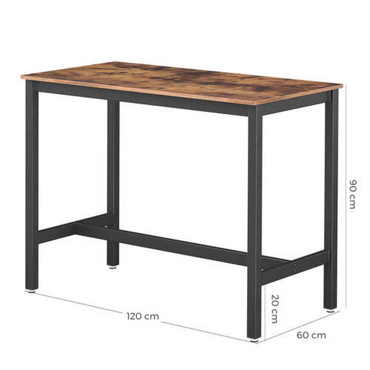 Bartisch Vasagle 120x60x90 cm Braun, Schwarz - Schwarz/Braun, Natur, Holzwerkstoff/Metall (120/60/90cm) - Boxxx