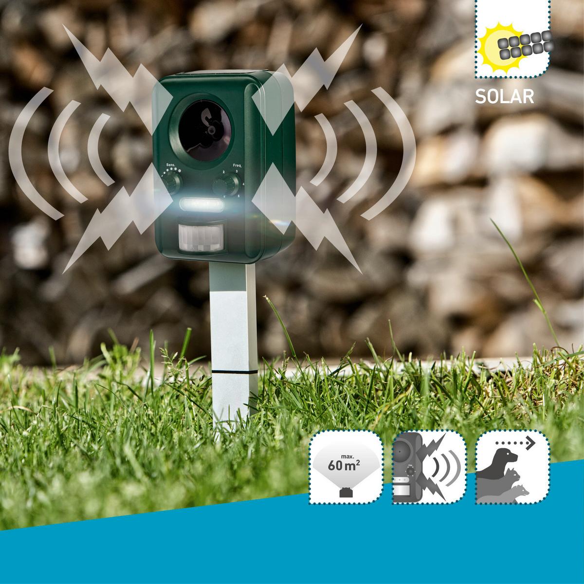 Ultraschall-Tiervertreiber Abwehrgerät Solar Outdoor - Grün, Basics, Kunststoff (19/11,5/65cm)