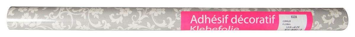 Klebefolie Floraldesign Grau/weiß Basic-Line 45x150 Cm - Weiß/Grau, KONVENTIONELL, Kunststoff (45/150cm)