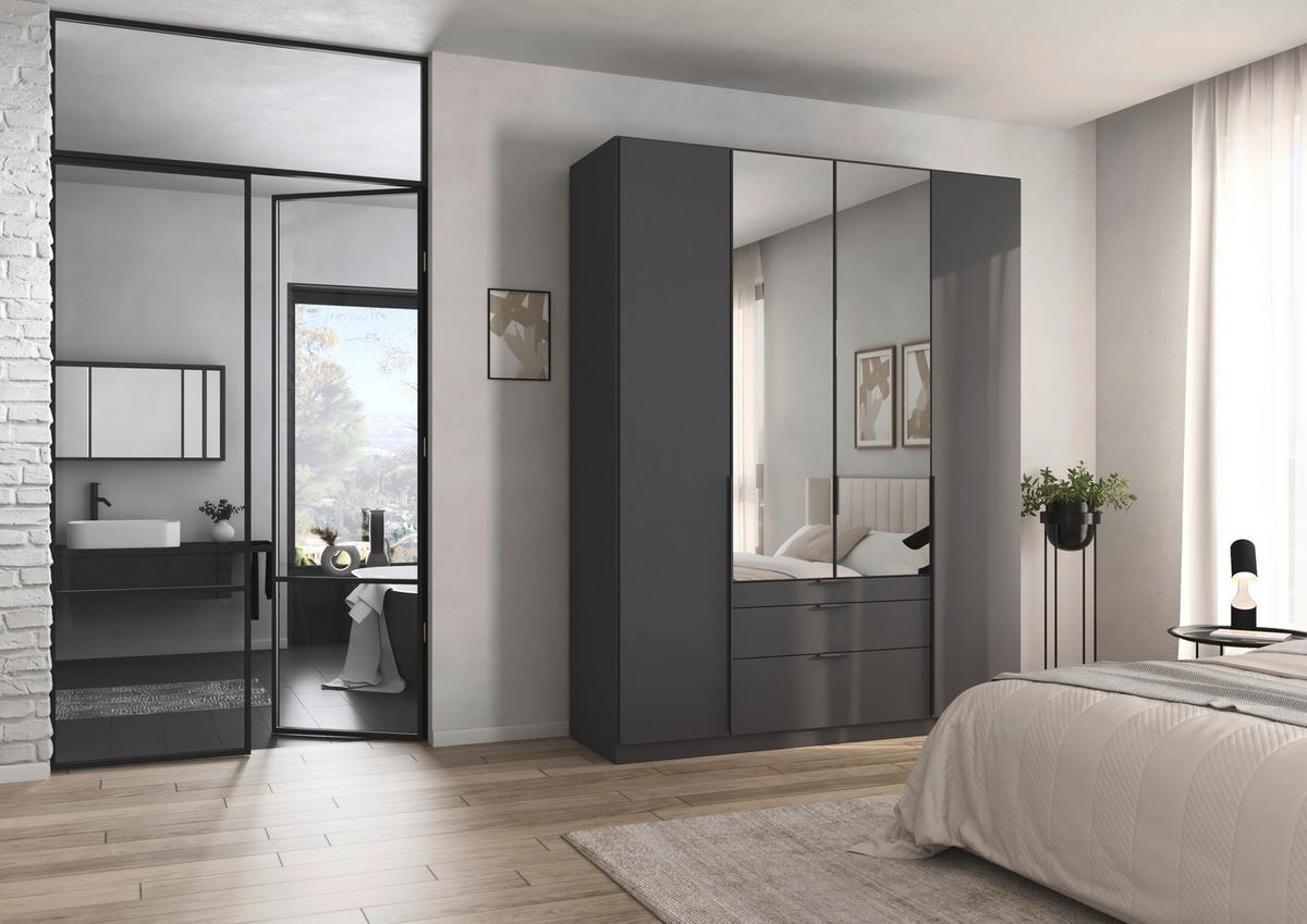 Drehtürenschrank Alabama Grau Metallic B: 181 Cm - Grau, MODERN, Holzwerkstoff (181/229/54cm) - Rauch Möbel