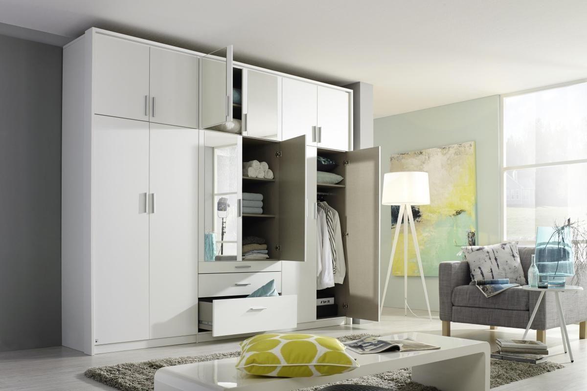 Drehtürenschrank Mit Spiegel 275cm Hildesheim, Weiß Dekor - Klar/Weiß, Design, Glas/Holzwerkstoff (275/231/56cm) - Rauch Möbel
