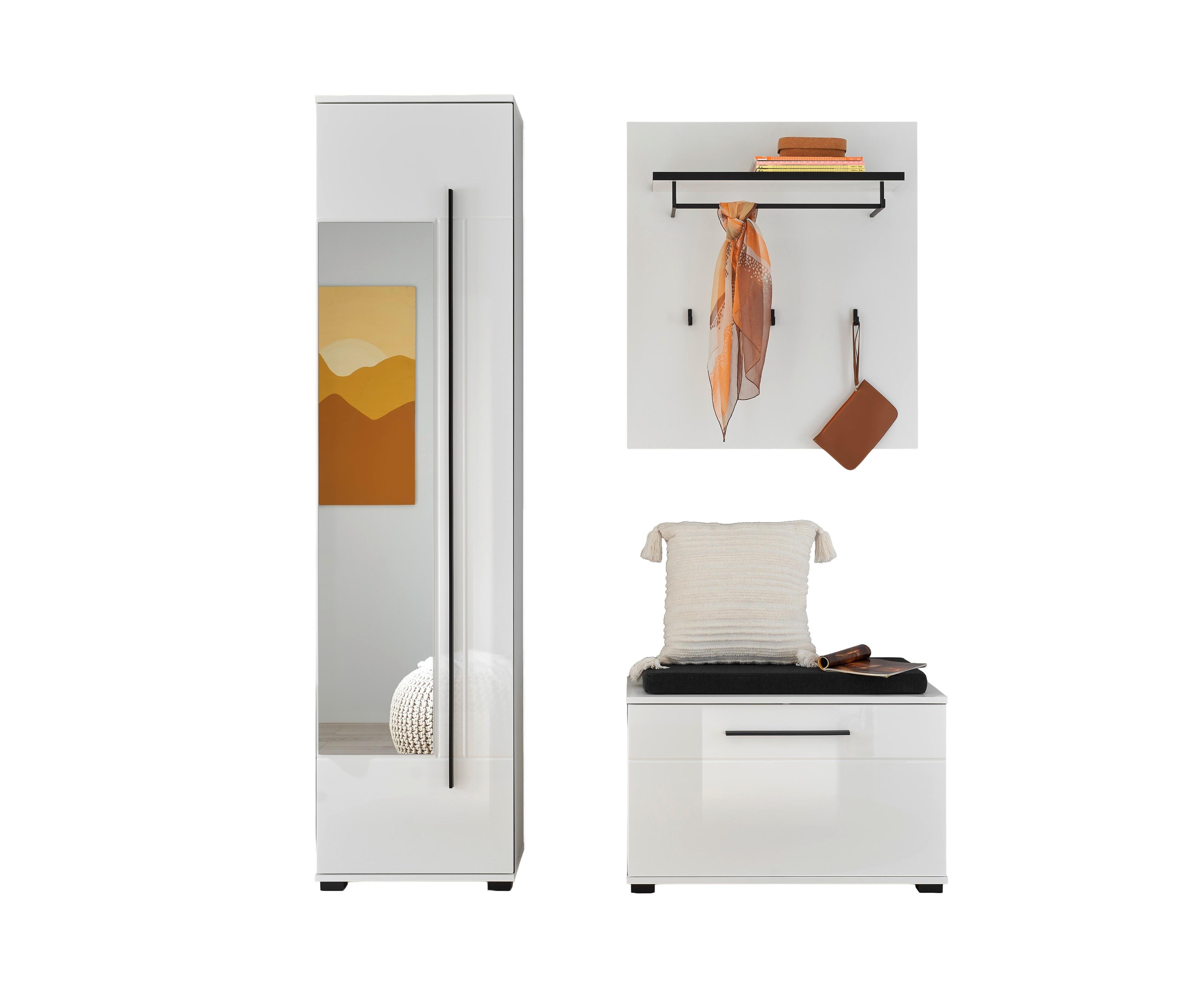 GARDEROBE Cantara Weiß/Weiß HG B: 140cm - Weiß Hochglanz/Weiß, MODERN, Holzwerkstoff (140/201/39cm) - MID.YOU