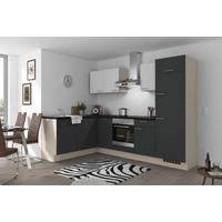 Eckküche Pn 80 mit Geräten 175x275 cm Weiß/Graphit - Graphitfarben/Schwarz, Trend, Holzwerkstoff (175/275cm) - Pino