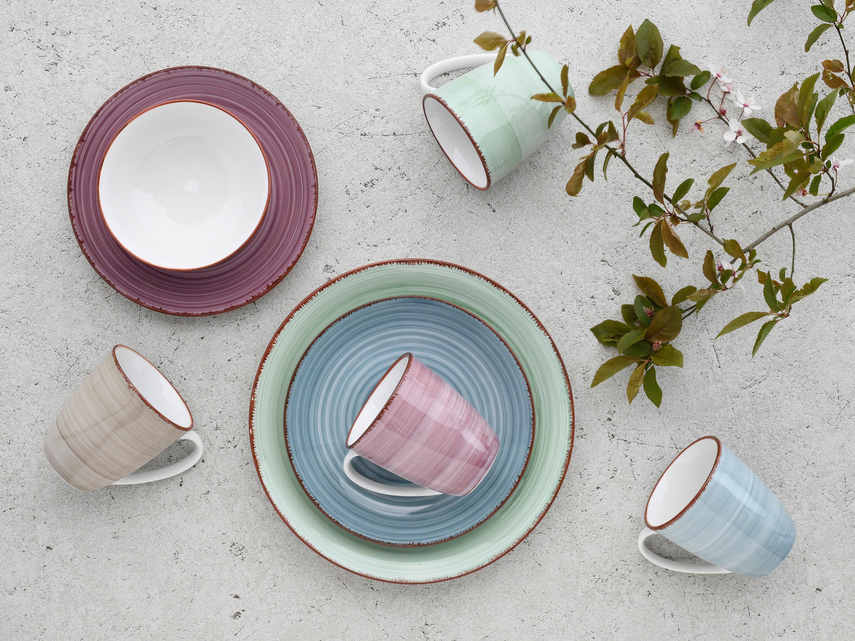 Kombinovaná souprava SAMBA, 16-dílná - modrá/růžová, Basics, keramika - Creatable