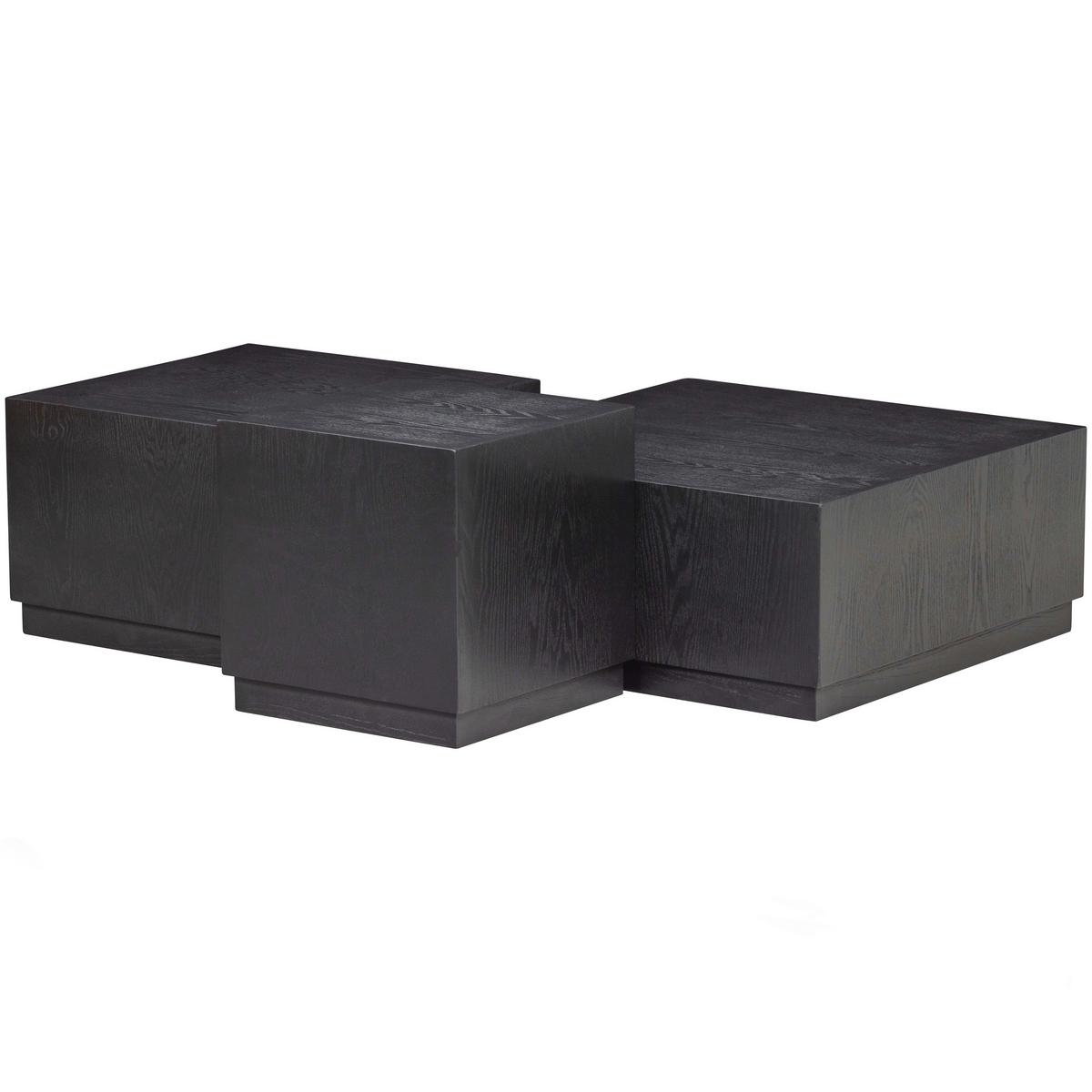 Beistelltischset Pim Schwarz 3-Teilig - Schwarz, Design, Holzwerkstoff - Livetastic