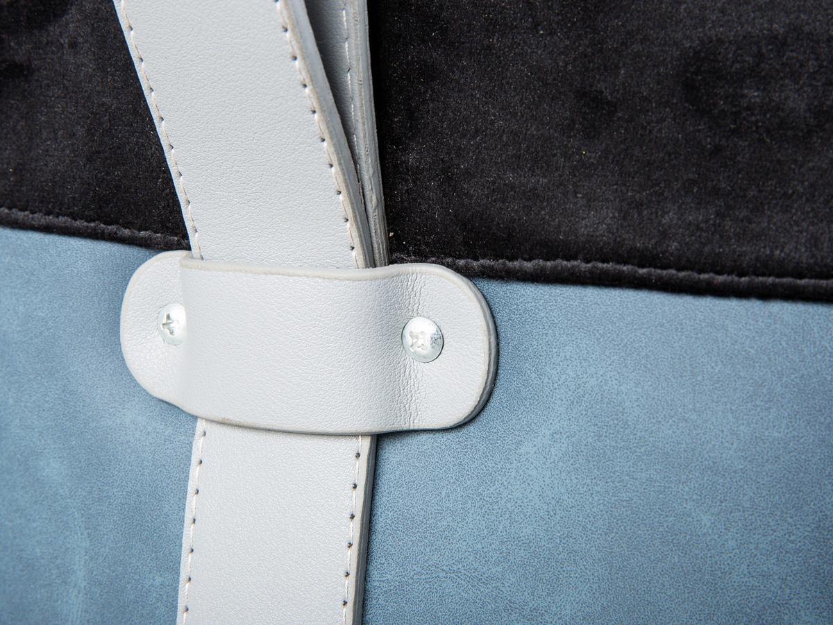 Hocker Osane Samt Blau/Schwarz Sitz Gepolstert H: 43 cm - Blau/Schwarz, KONVENTIONELL, Holzwerkstoff/Kunststoff (38/43/32,5cm) - MID.YOU