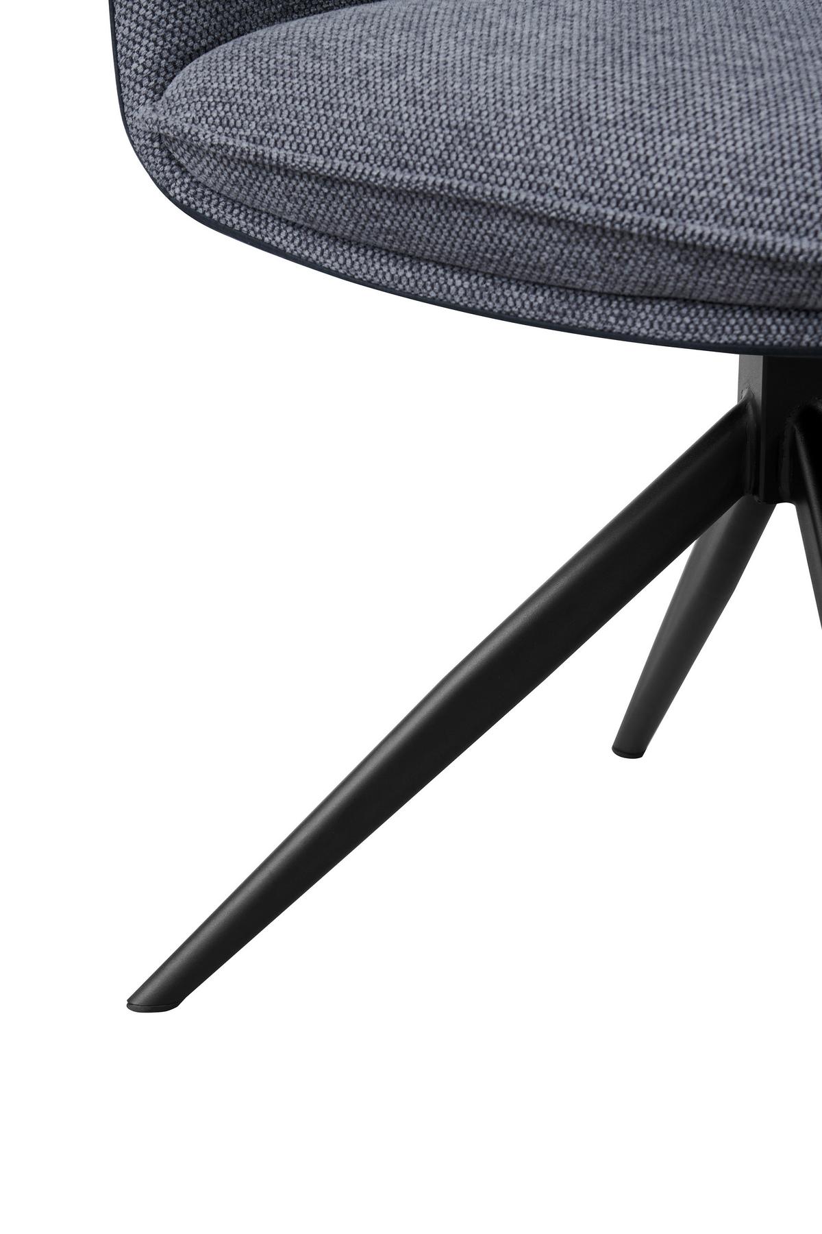 Armlehnstuhl Emilia II Webstoff grau, B: 60cm - Schwarz/Grau, MODERN, Holz/Textil (60/88/65cm)