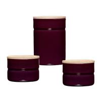VORRATSDOSENSET 0202-201 KIMA AUBERGINE - Eschefarben/Aubergine, Basics, Holz/Metall - Riess
