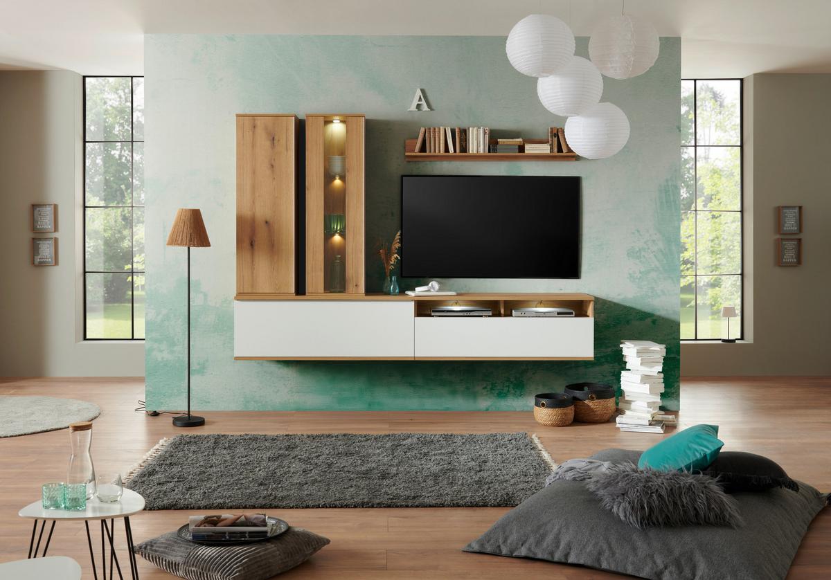 TV-Element Power B: 127,5 cm Eiche Dekor/Weiß - MODERN, Holzwerkstoff (127,5/46/40cm)