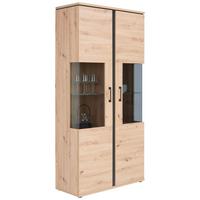 VITRÍNA NATURE - čierna/farba duba, Konventionell, kov/kompozitné drevo (95/144,3/42cm)