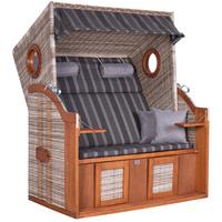 Strandkorb Ostsee Devries 2-Sitzer - Braun/Grau, Basics, Holz/Kunststoff (140/160/80cm) - Gardenson