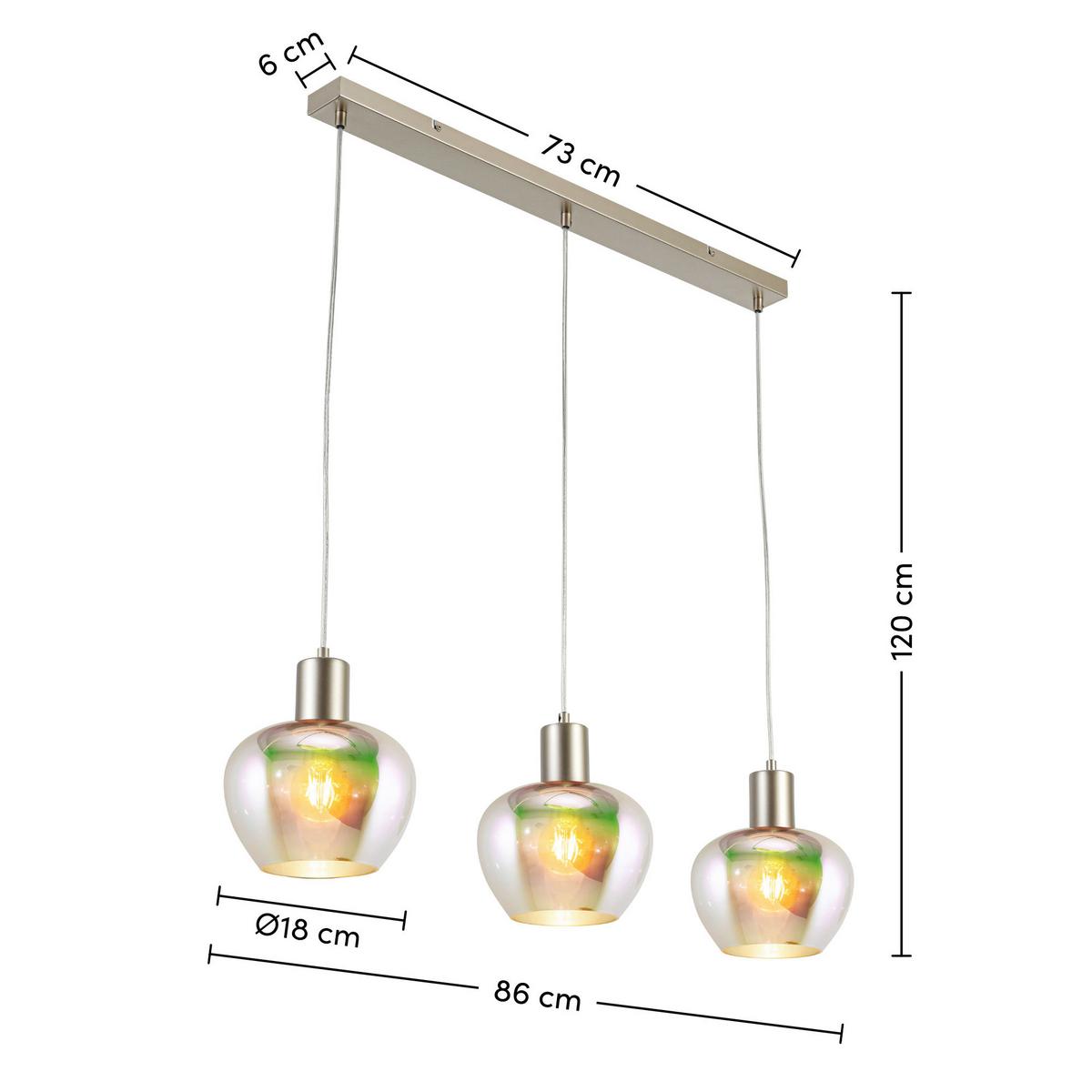 ZÁVĚSNÉ SVÍTIDLO RENI - průhledné/vícebarevná, Moderní, kov/plast (86/18/120cm)