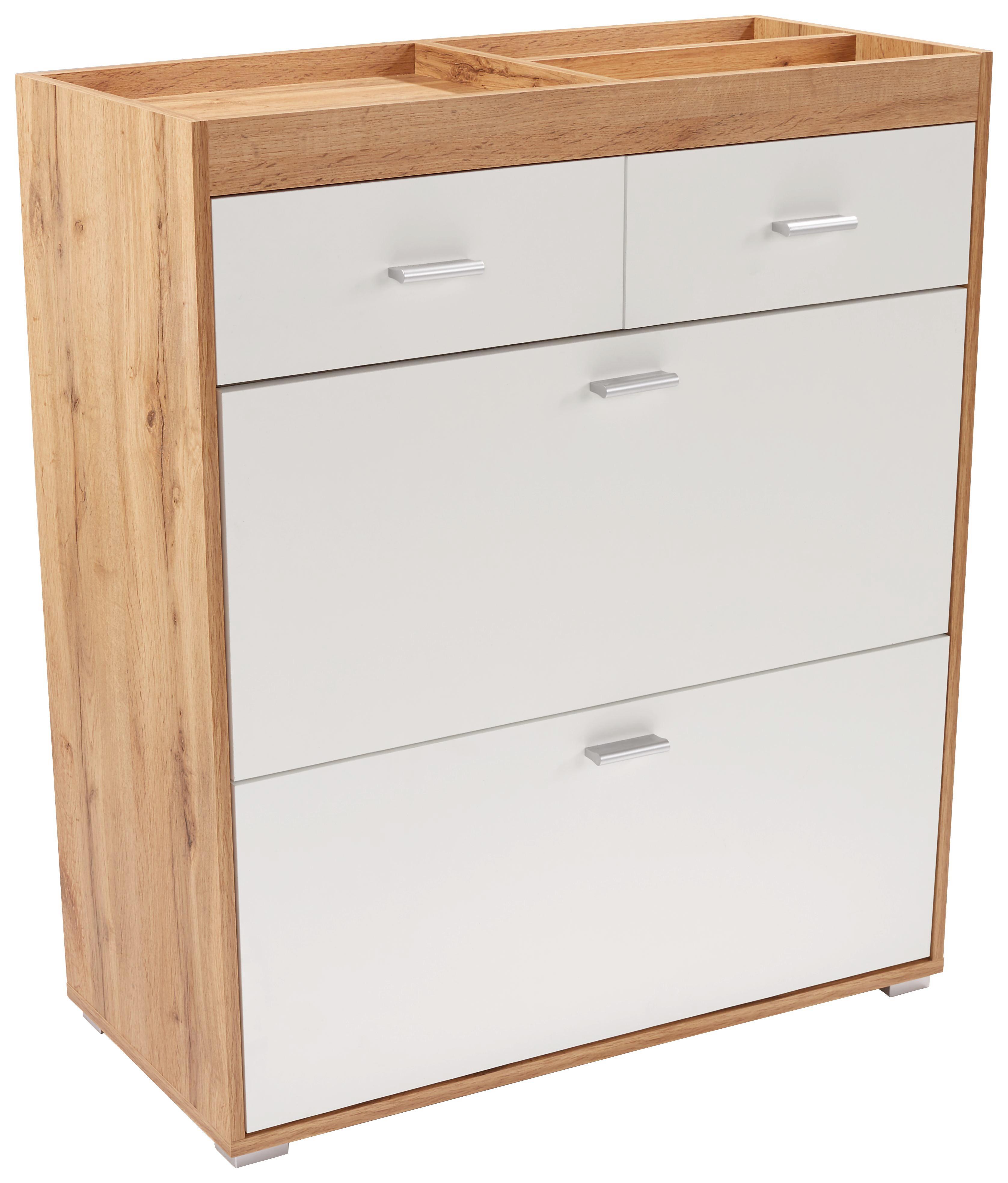 Schuhkipper Marcel Eiche Wotan/Weiß Dekor B: 90cm - Eichefarben/Weiß, MODERN, Holz/Holzwerkstoff (90/93/33,5cm)