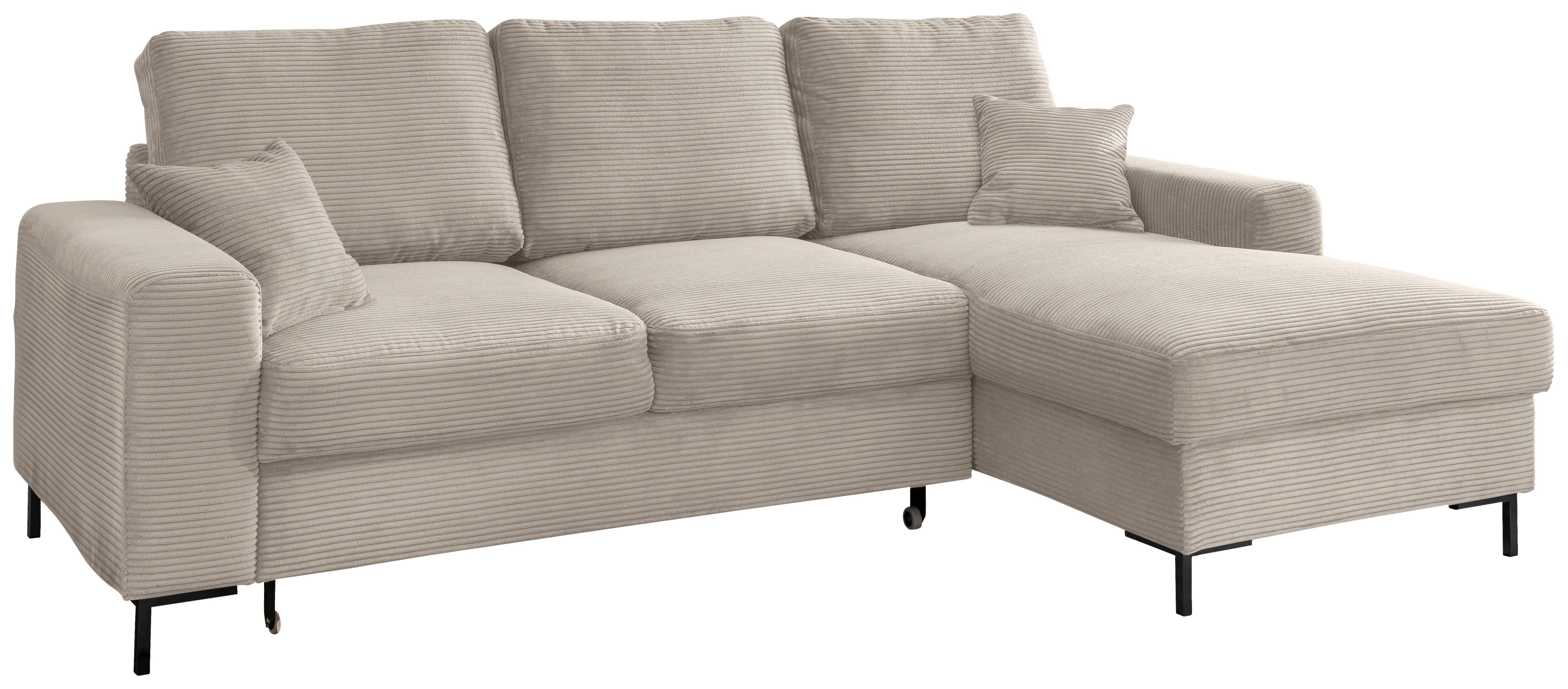 Eckschlafsofa Zona, Beige S: 237x143 Cm - Beige/Schwarz, KONVENTIONELL, Textil (237/143cm) - Livetastic