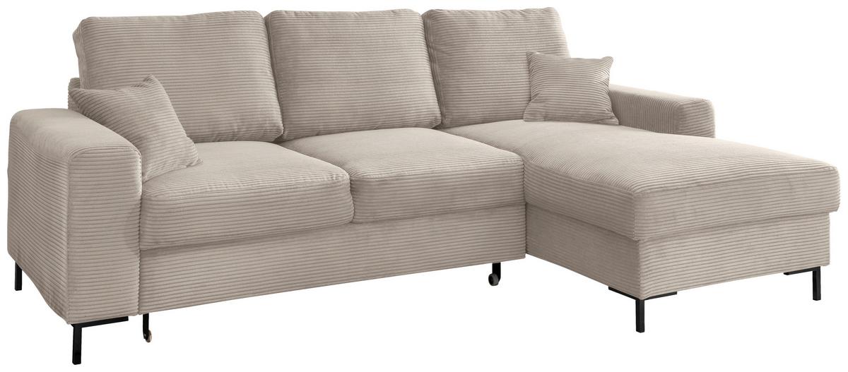 Eckschlafsofa Zona, Beige S: 237x143 Cm - Beige/Schwarz, KONVENTIONELL, Textil (237/143cm) - Livetastic