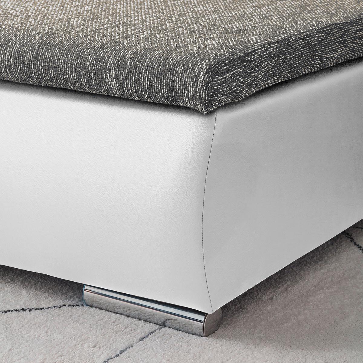 Ecksofa Acra Grau, Weiß B: 266x175 Cm - Chromfarben/Schwarz, Design, Textil (266/175cm) - Livetastic