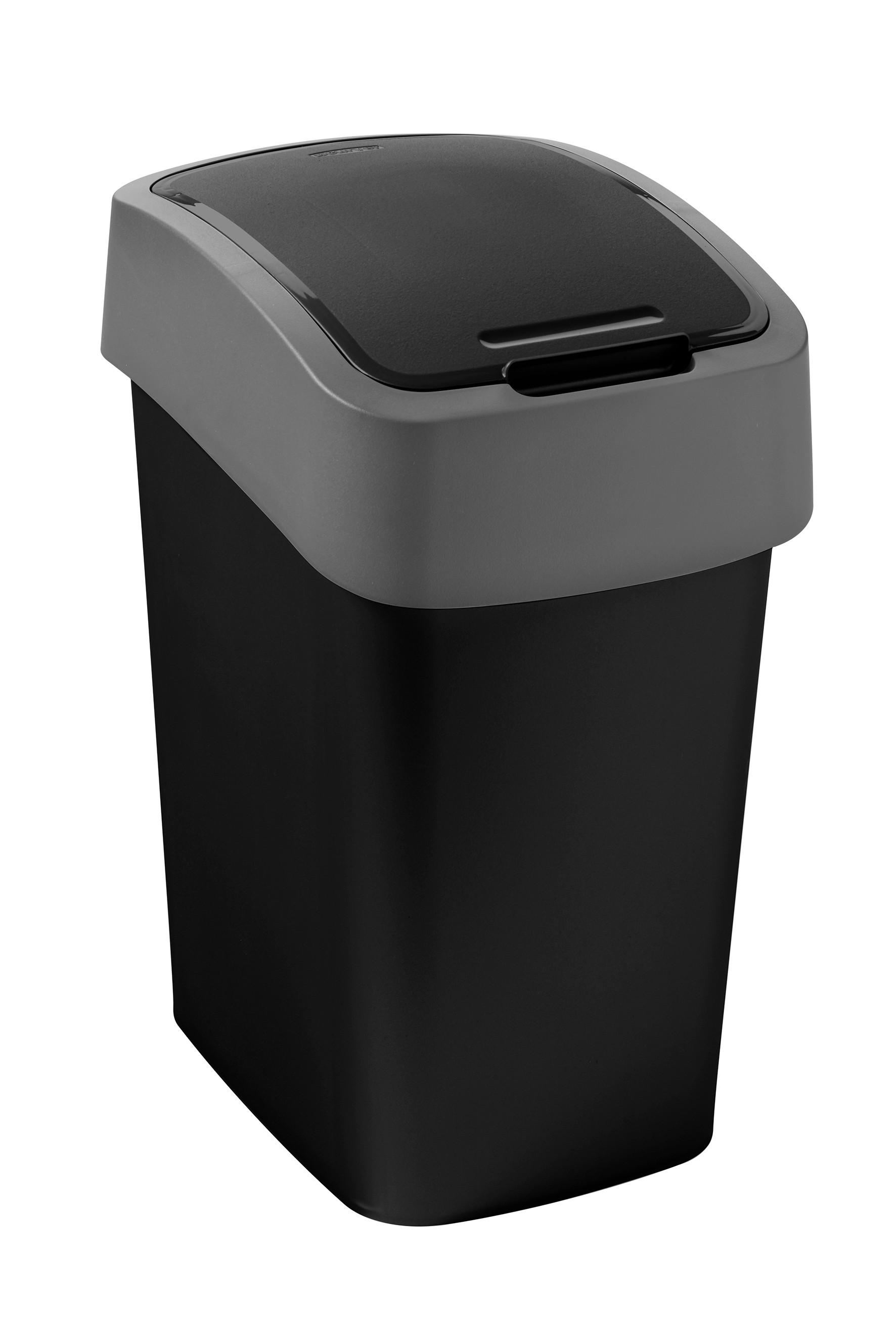 Billenőfedeles Szemetesvödör 9 Liter - fekete, műanyag (23.5/35/18.9cm)