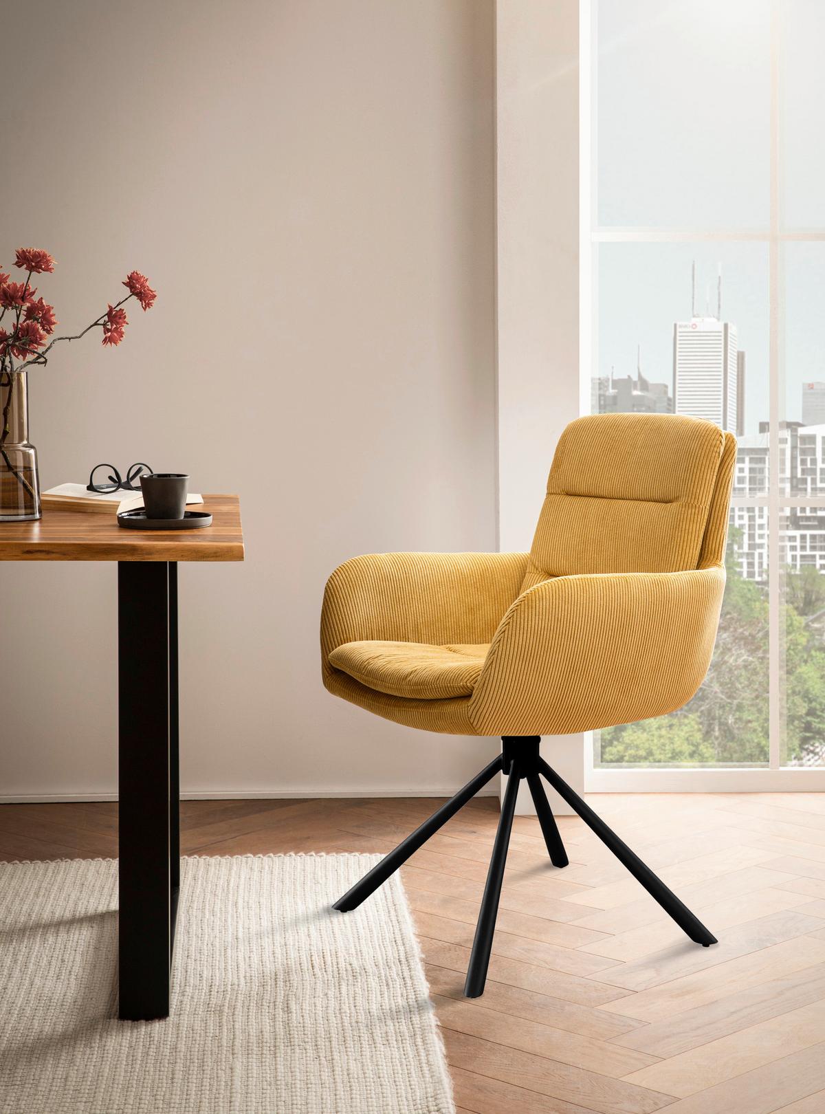 Armlehnstuhl Goldfarben B: 60cm - Goldfarben/Schwarz, MODERN, Textil/Metall (60/89/64cm) - Livetastic