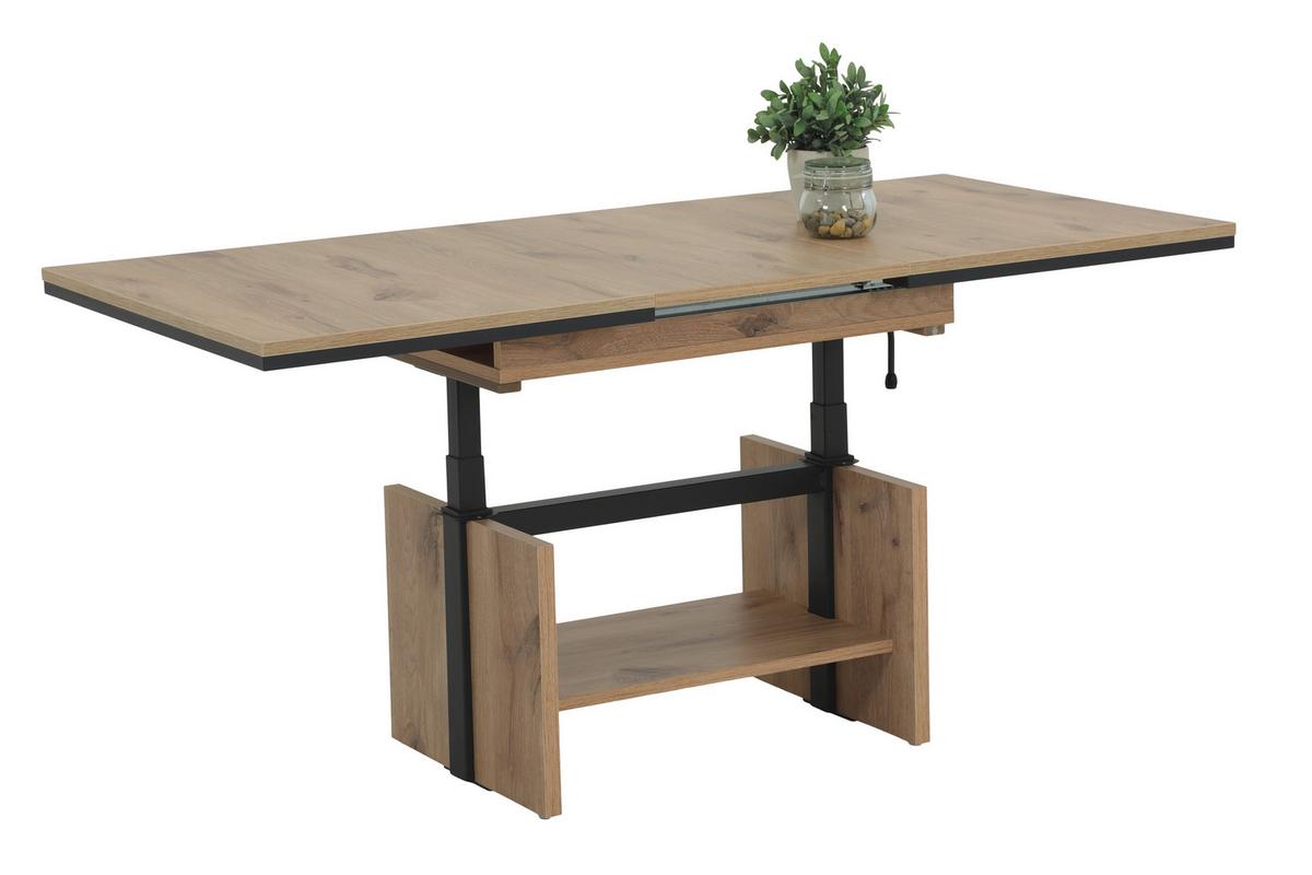 Couchtischset Ingo Eiche Dekor L: 110-150 cm - Eichefarben, Design, Holzwerkstoff (110-150/70/53-72cm) - Livetastic