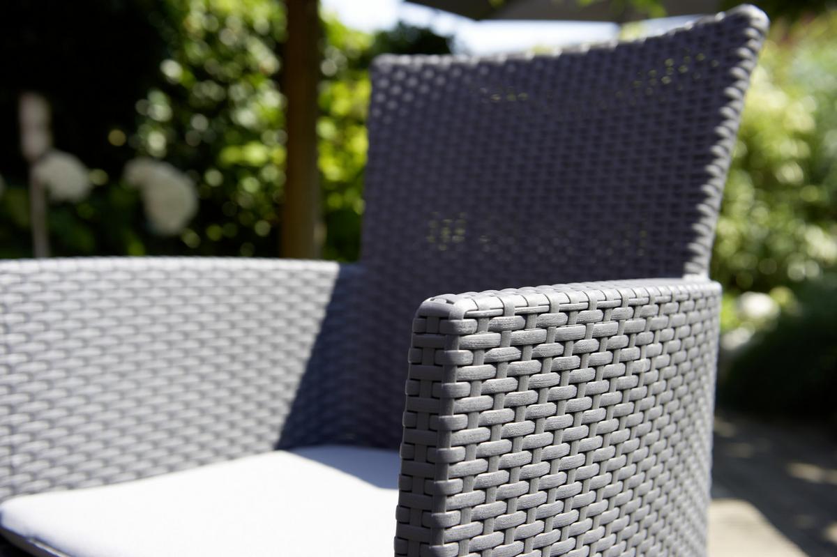 Gartensessel Iowa Polyrattan mit Polster - Hellgrau/Graphitfarben, MODERN, Kunststoff (60/89/62cm) - Allibert