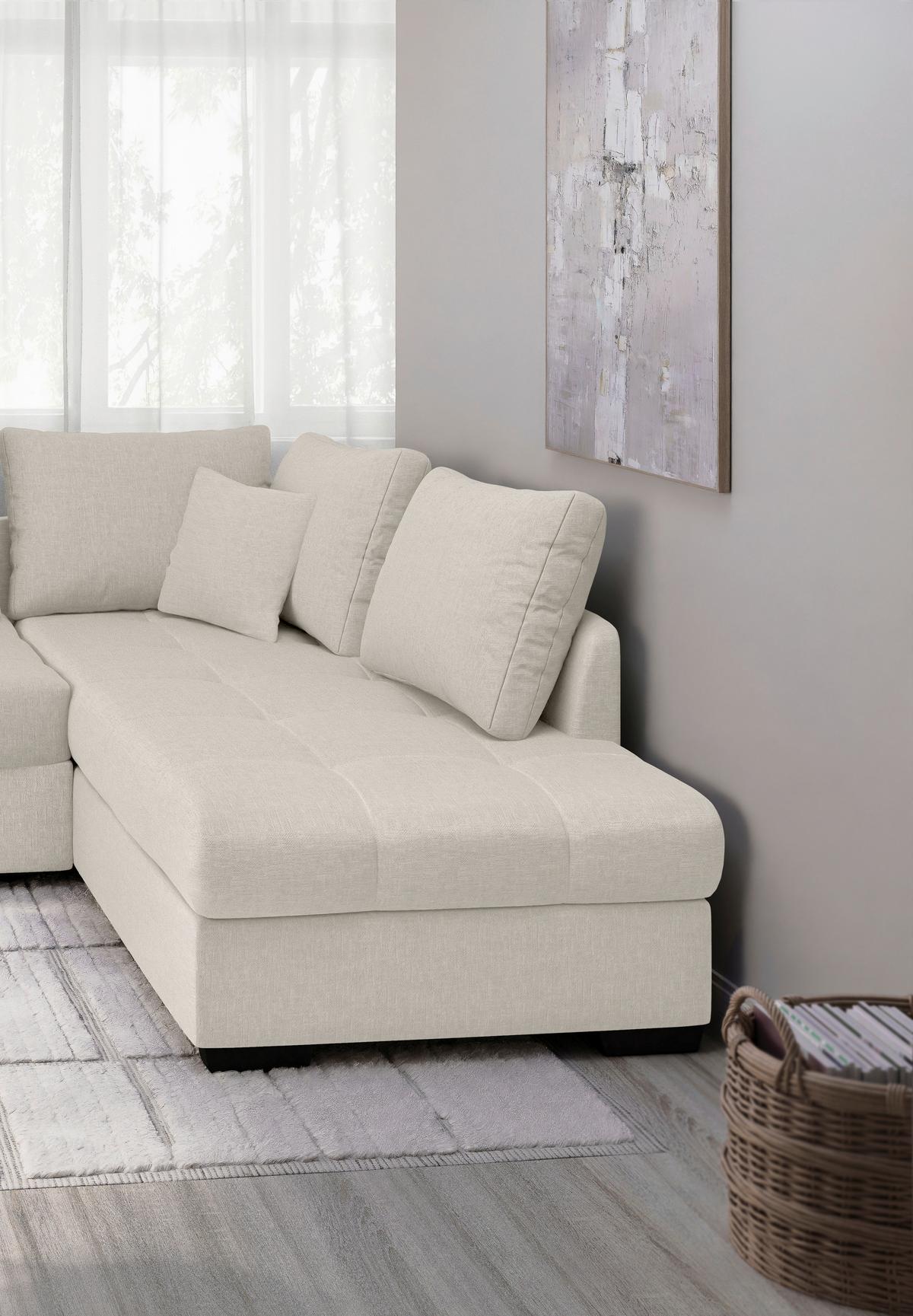 Eckschlafsofa Alvito Weiß S: 298x202 Cm - Schwarz/Weiß, MODERN, Textil (298/202cm) - MID.YOU