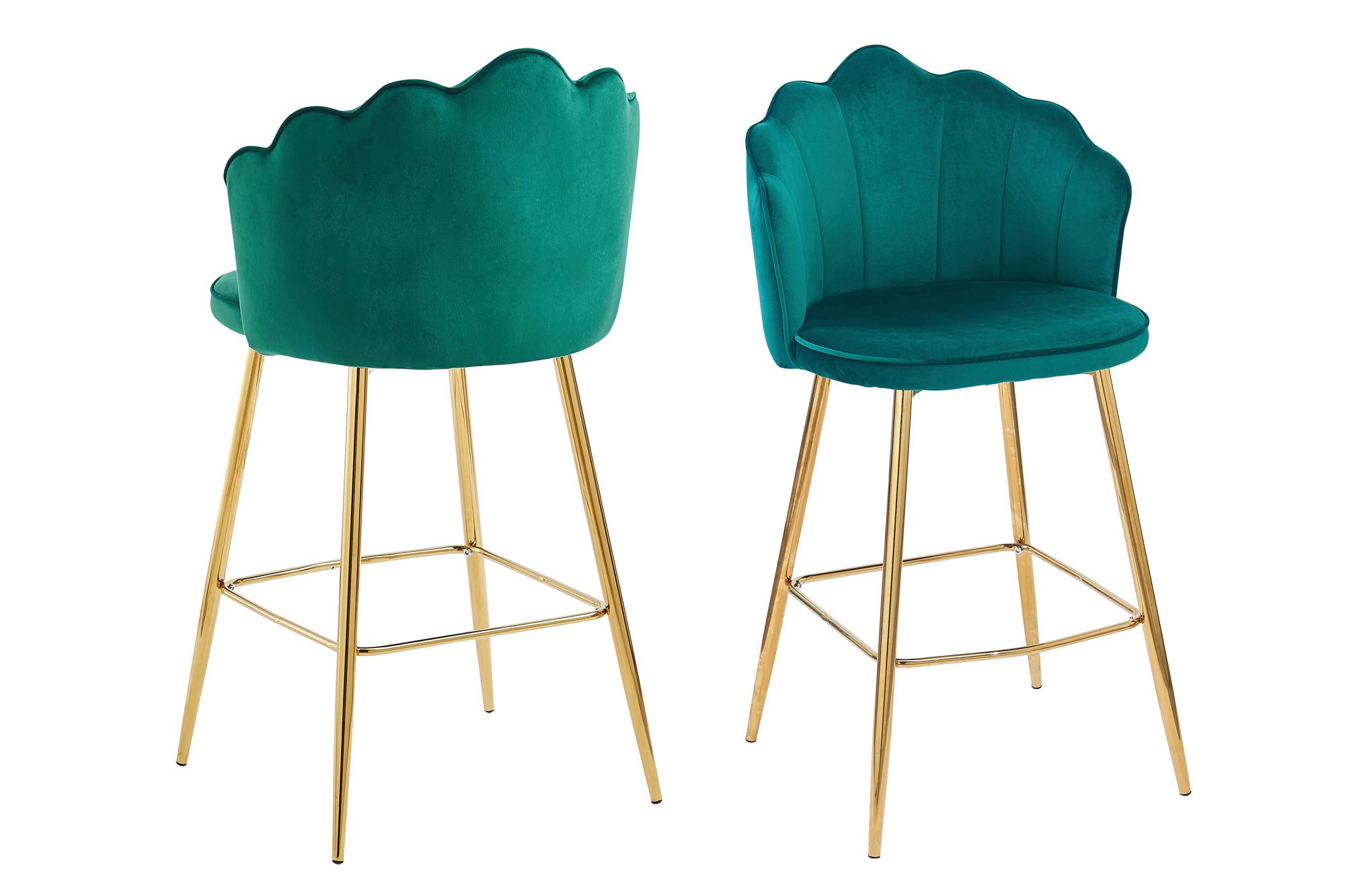 Barhocker-set Grün B: 52 Cm - Goldfarben/Grün, MODERN, Textil/Metall (52/100/54cm) - Livetastic