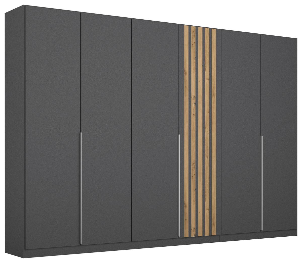 Drehtürenschrank B: 271 cm Lamella Grau/Eiche Dekor - Eiche Artisan/Grau, MODERN, Holzwerkstoff (271/210/54cm) - Rauch Möbel