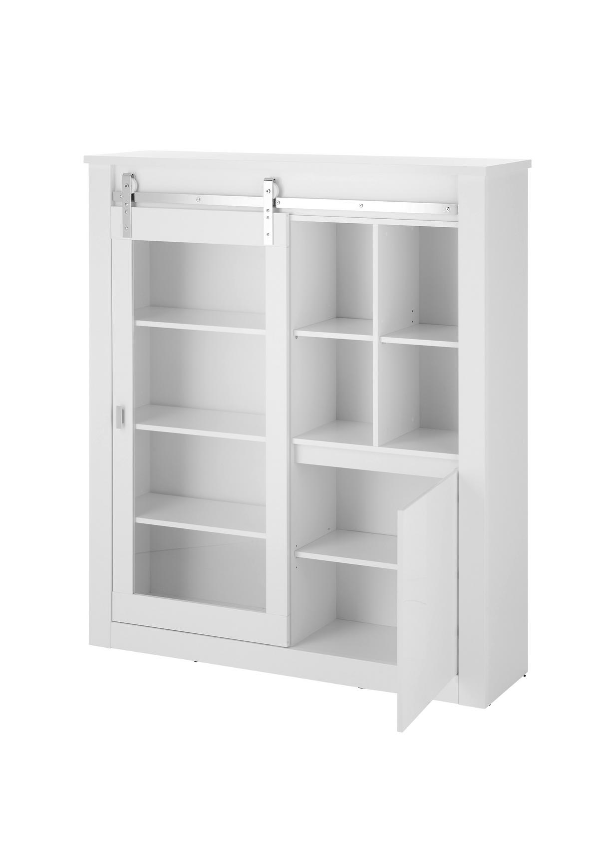VITRINE Daytona Weiß HG B: 133cm - Weiß Hochglanz/Weiß, Design, Holzwerkstoff (133/152/38cm) - Livetastic