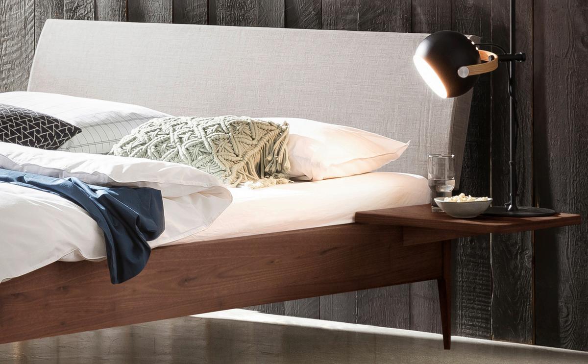 Bett Fanano Nussbaumfarben 140x200 Cm - Nussbaumfarben/Hellgrau, KONVENTIONELL, Holz/Textil (140/200cm) - Hasena