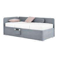 Posteľ Remi s bočnicami 90x200, poťah sivý - sivá/prírodná farba, Konventionell, drevo/textil (90/200cm)