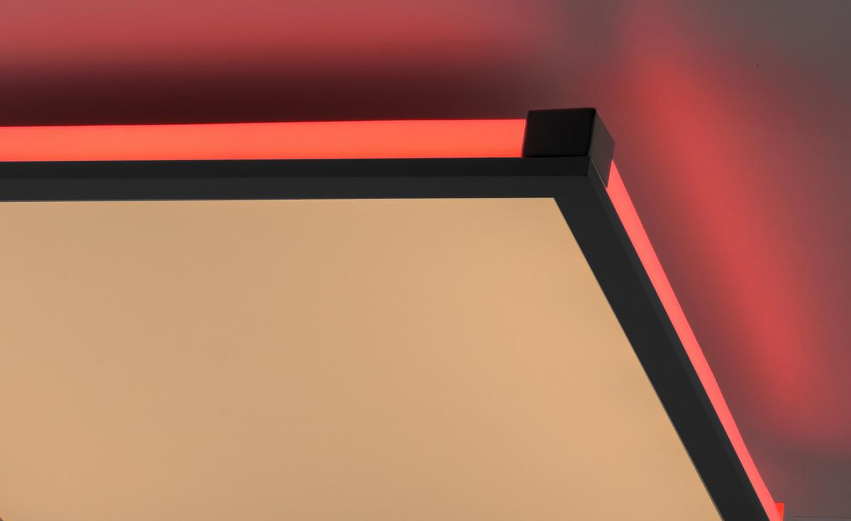 Deckenleuchte Mario L: 45 cm Quadratisch 2-Flammig dimmbar - Schwarz, Basics, Kunststoff/Metall (45/45/7,1cm)
