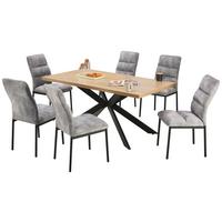 JÍDELNÍ SET SYDNEY - šedá/černá, Moderní, kov/kompozitní dřevo (160/75/90cm)