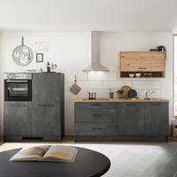Kuchyňský blok TORONTO bez spotřebičů, š.203+123 cm - šedá/černá, Design, kov/kompozitní dřevo (203-123cm) - MID.YOU
