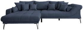 Ecksofa mit Kissen Garda Dunkelblau Teddystoff - Schwarz/Dunkelblau, Design, Textil (192/89/310cm) - Livetastic