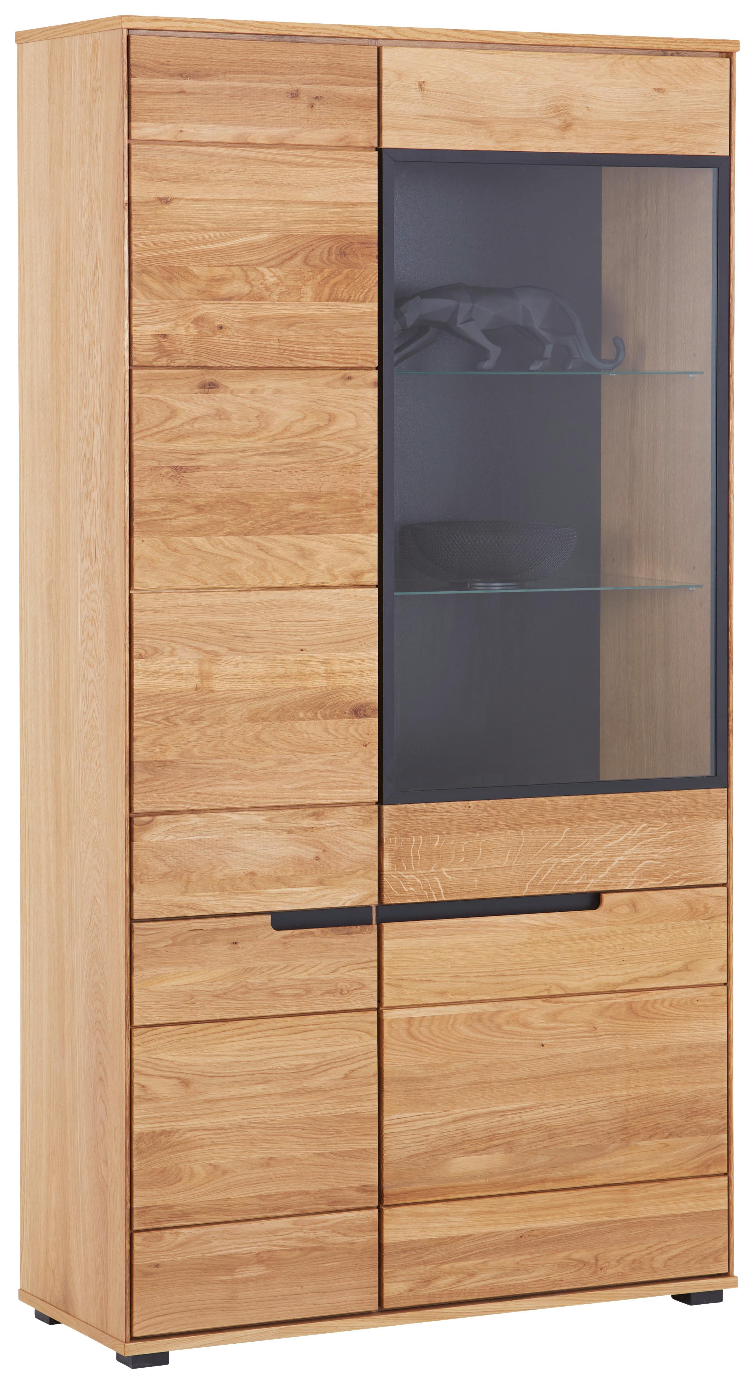 Vitrine Lola Giga S 3993 - Wildeiche/Schwarz, KONVENTIONELL, Glas/Naturmaterialien (102,5/196,5/40,5cm)