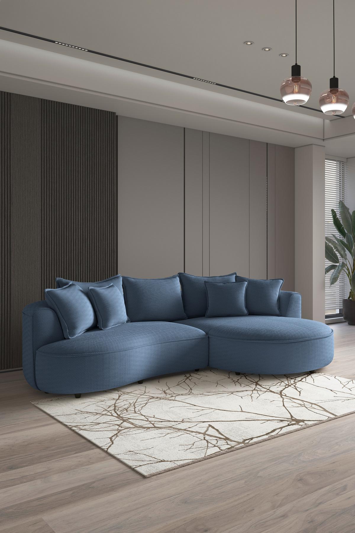 Ecksofa Levi - Schwarz/Dunkelblau, MODERN, Textil (287/168cm)
