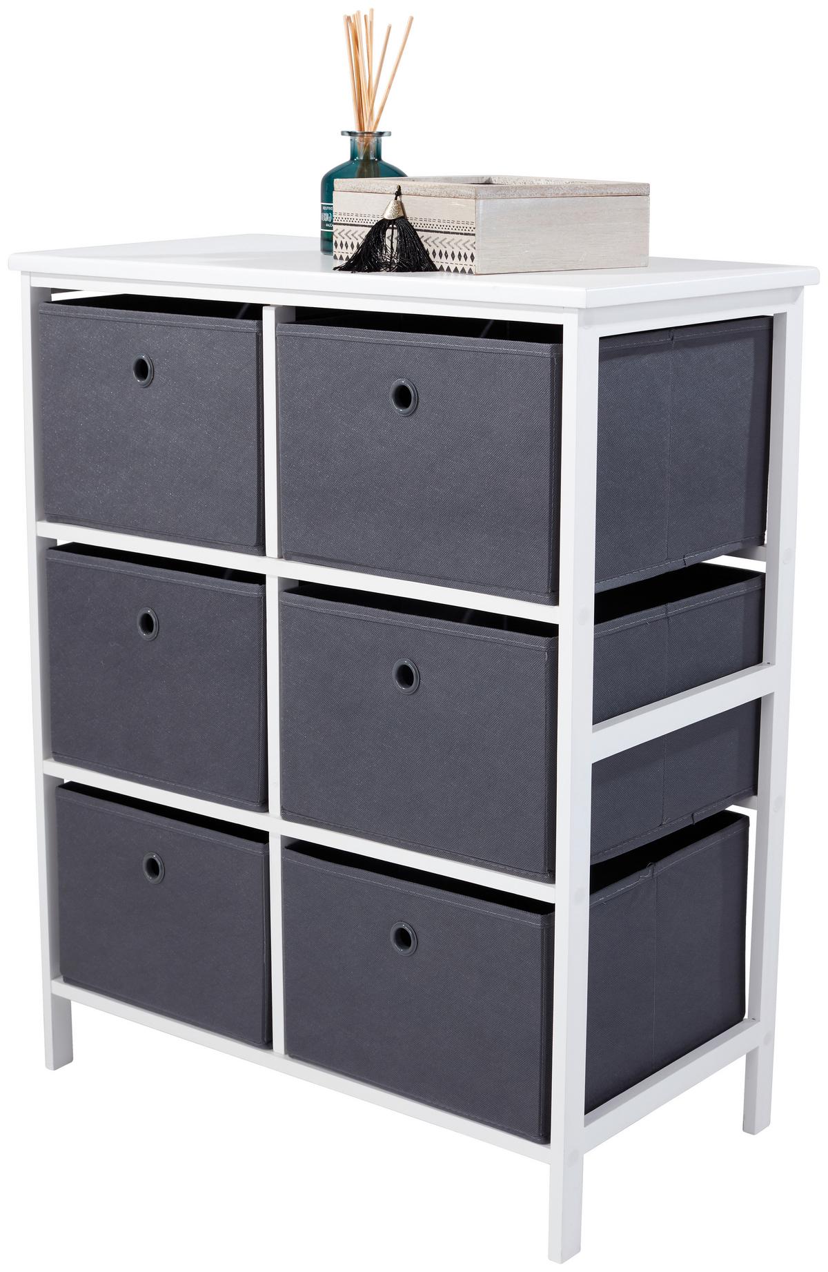 Regal inkl. Boxen Oliver B: 70 cm, Weiß/Grau - Weiß/Grau, MODERN, Holzwerkstoff/Textil (70/80/30cm)