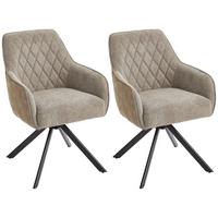 Armlehnstuhl Jule Grau/Braun Sitzfläche drehbar 2er Set - Schwarz/Braun, MODERN, Holz/Textil (60/87/65cm) - Livetastic