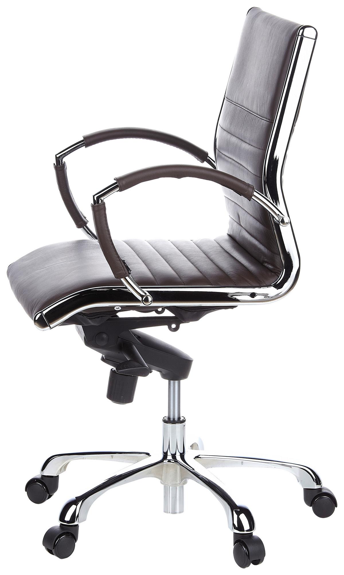 Drehstuhl Parma 10 Dunkelbraun - Chromfarben/Dunkelbraun, MODERN, Leder/Kunststoff (60/111/50cm) - MID.YOU