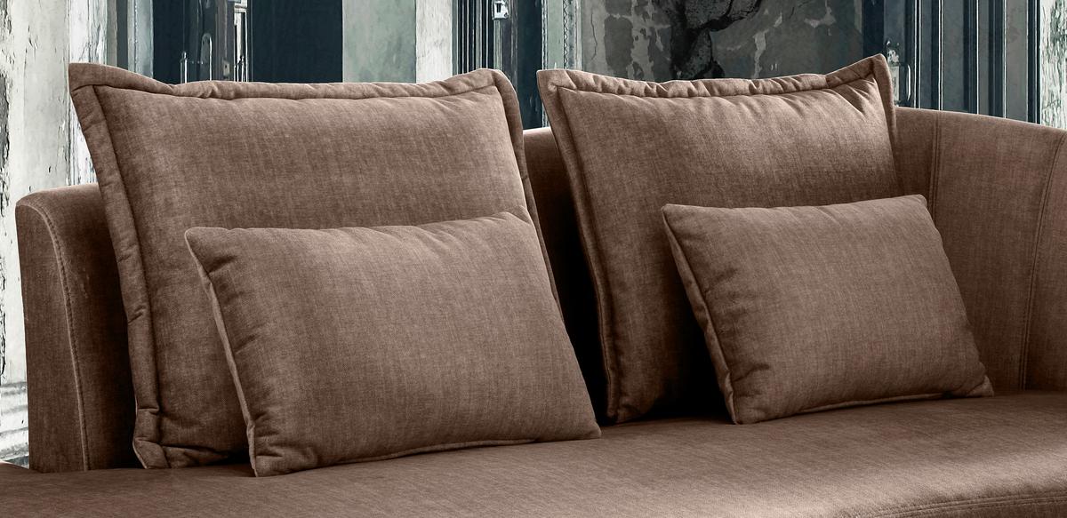 Ottomane Pistaccio Hellbraun Velours, Rücken Echt B: 211 cm - Hellbraun/Schwarz, MODERN, Textil (211/85/102cm) - Livetastic