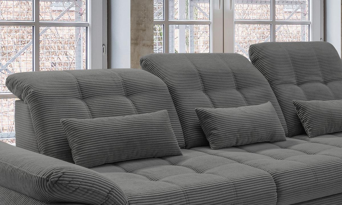 Ecksofa mit Schlaffunktion & Bettkasten Rigatti Grau - Schwarz/Grau, MODERN, Textil (314/184cm) - Livetastic