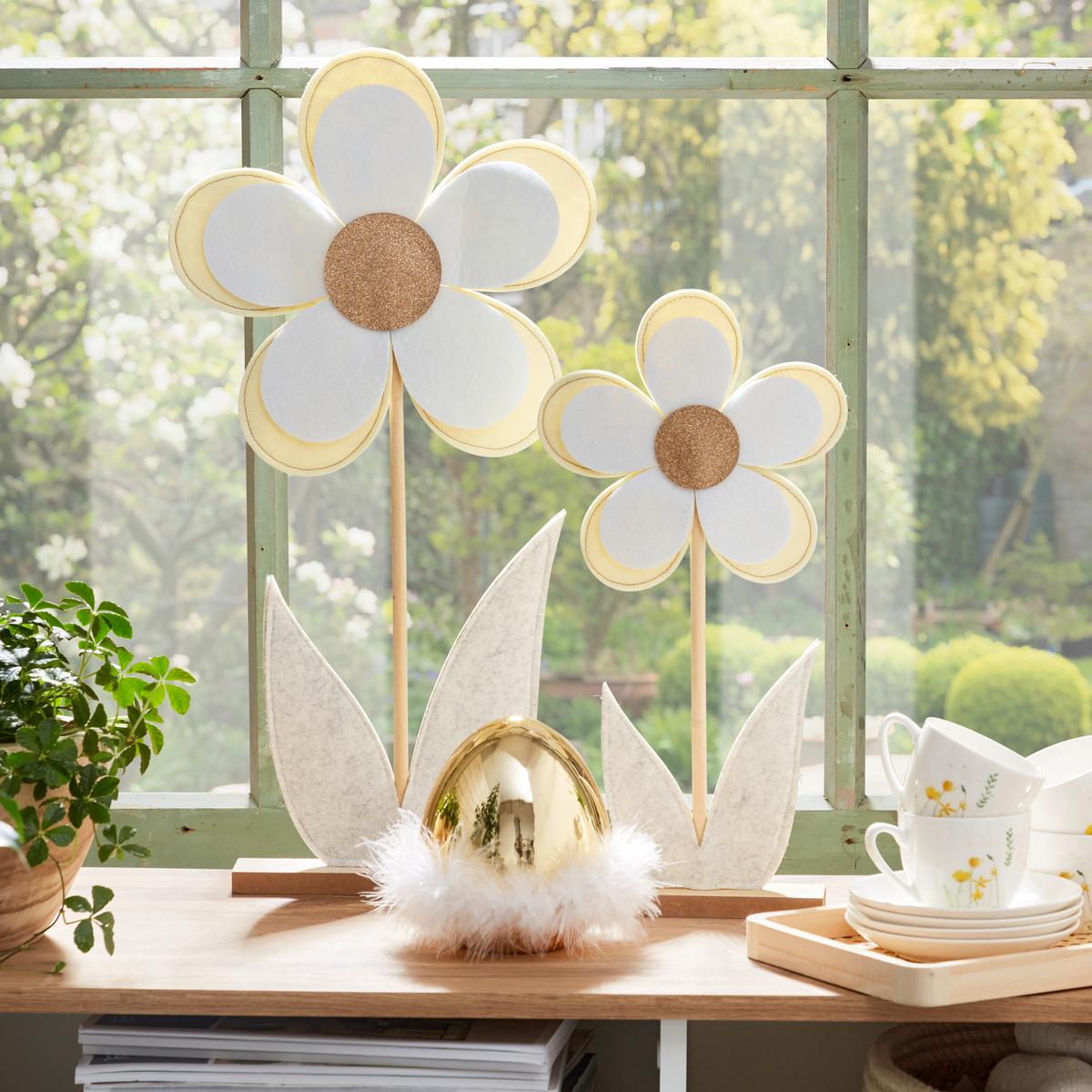 Dekofigur Ei H: 15,5 cm Porzellan - Goldfarben/Weiß, KONVENTIONELL, Keramik (12/15,5cm) - Ondega