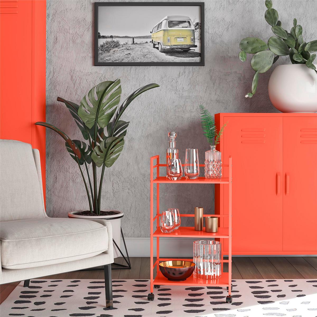 Servierwagen Cache Orange B: 43 cm - Orange, Design, Kunststoff/Metall (43/77/29cm) - MID.YOU