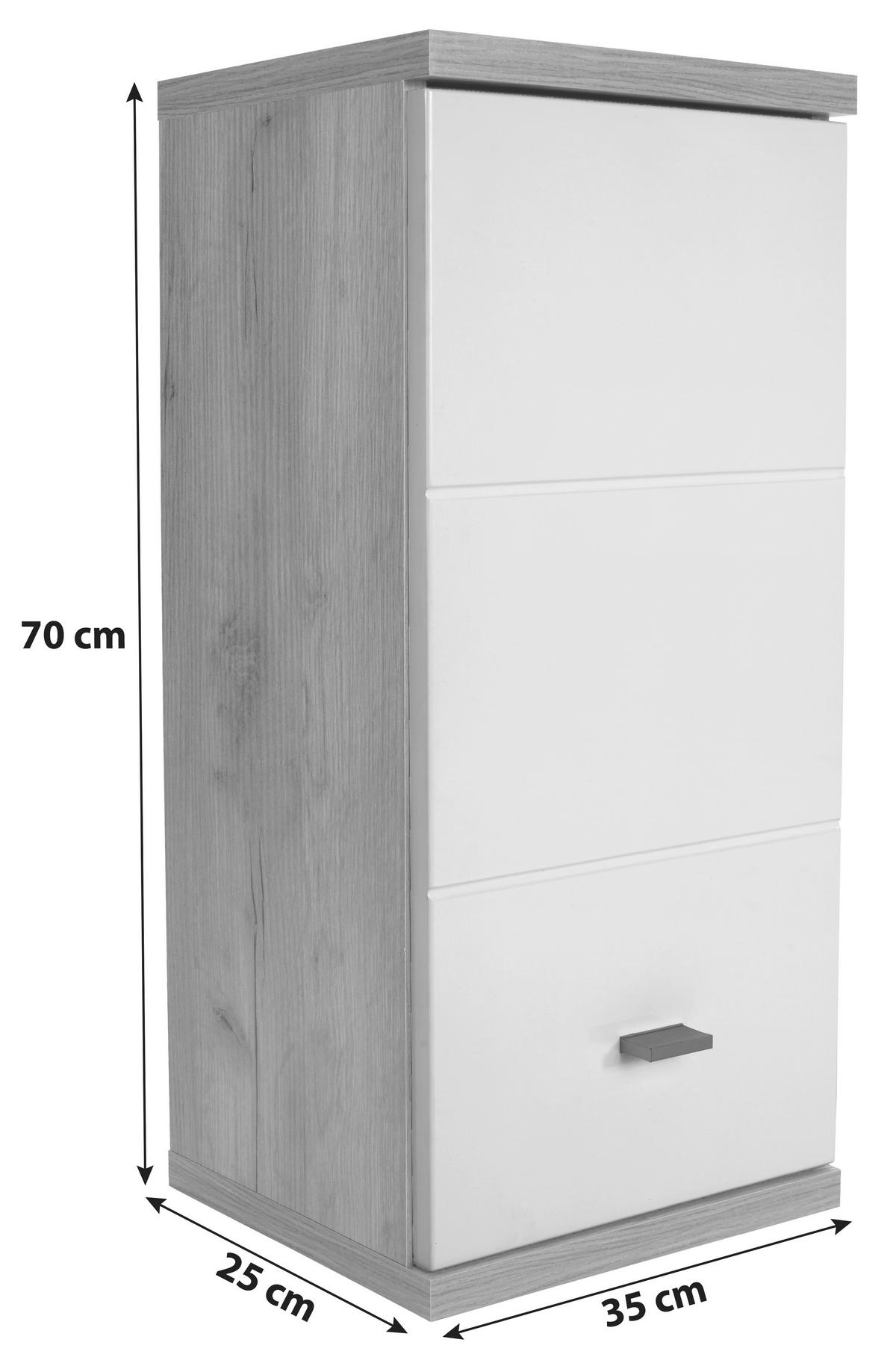 ZÁVESNÁ SKRINKA BARI - biela/farba duba, Konventionell, kompozitné drevo/plast (35/70/25cm)