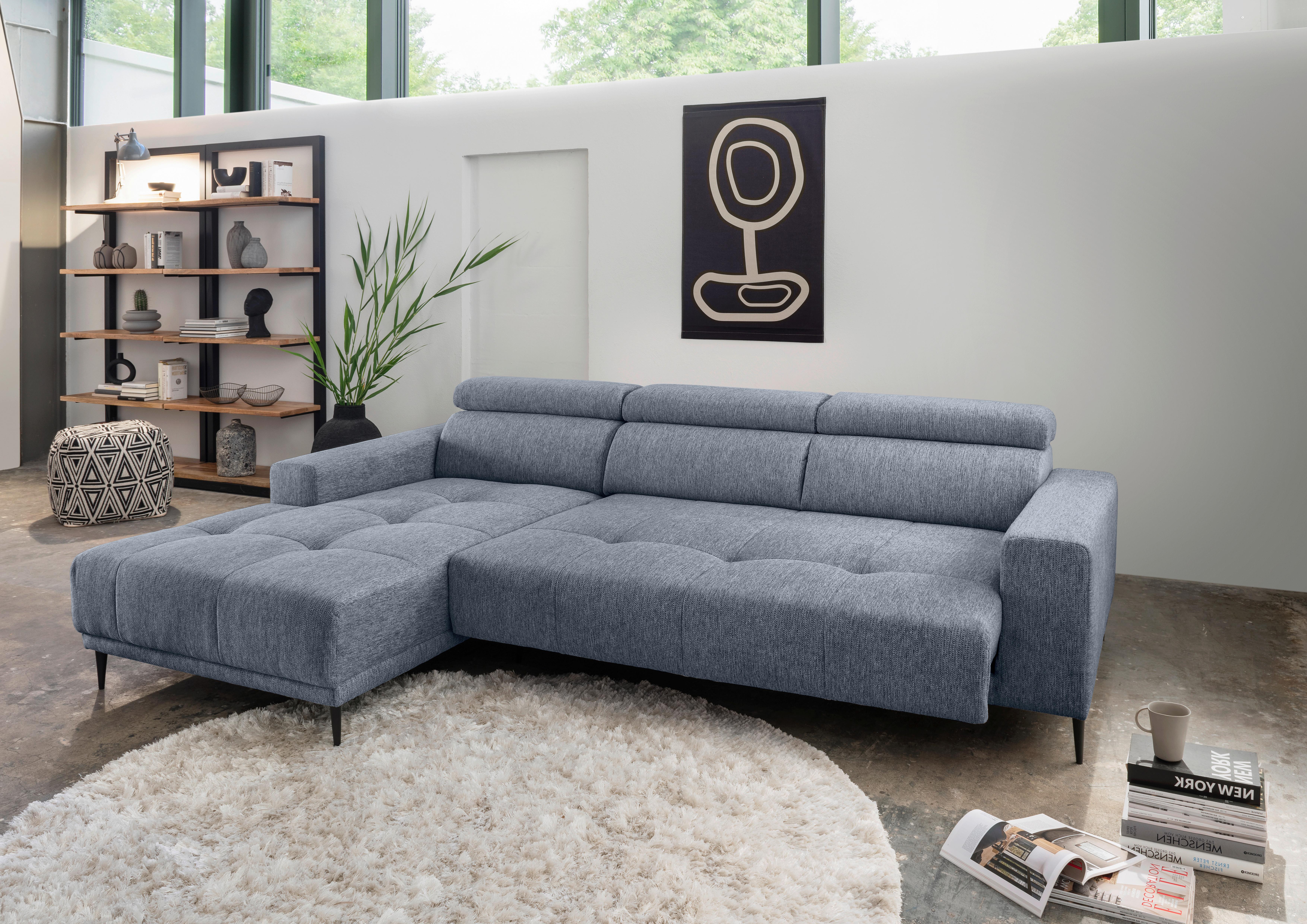 Ecksofa Intera, Hellblau S: 188x276 Cm - Schwarz/Hellblau, KONVENTIONELL, Textil (188/276cm) - Livetastic