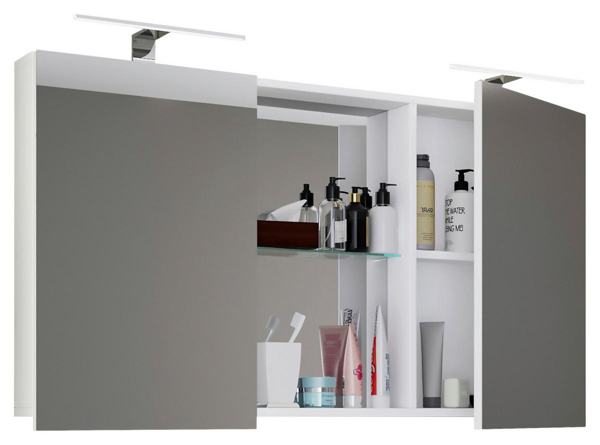 Spiegelschrank Budasi Weiß B: 112 cm - Weiß, MODERN, Holzwerkstoff (112/59/12cm) - MID.YOU