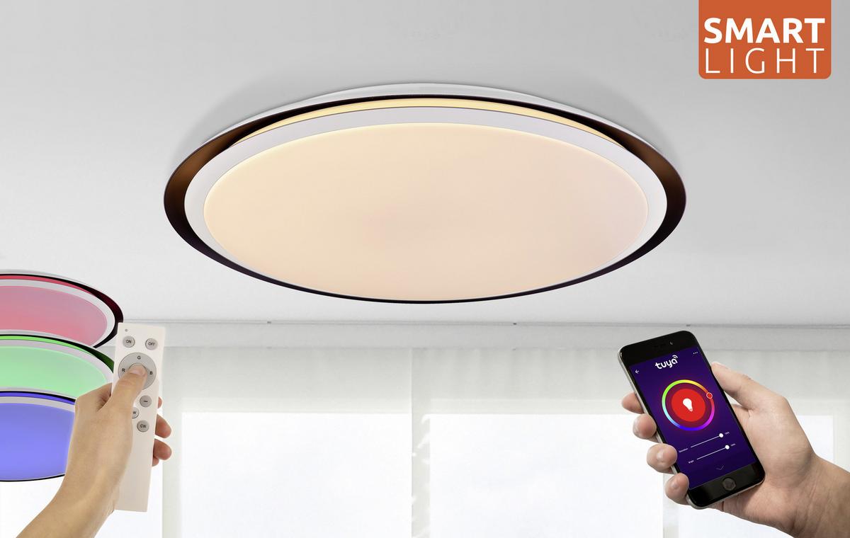 LED-Deckenleuchte Xaver Ø 56 cm Mit Smart-Steuerung - Basics, Kunststoff/Metall (56/8,5cm) - Globo